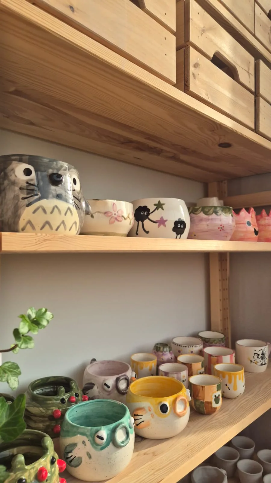 papilio pottery on the studio shelves
