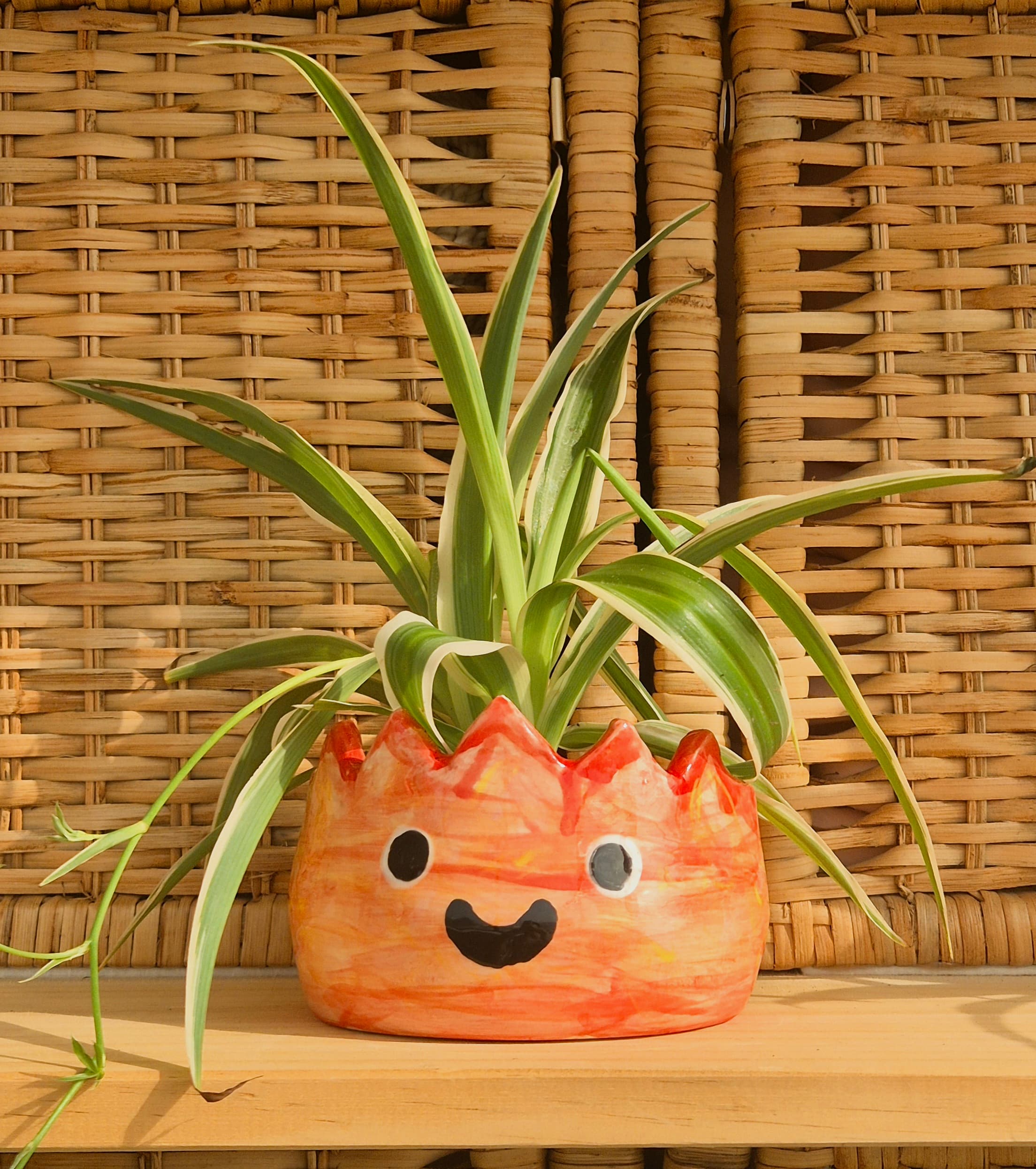 The Flame Sprite Mini Planter with plant